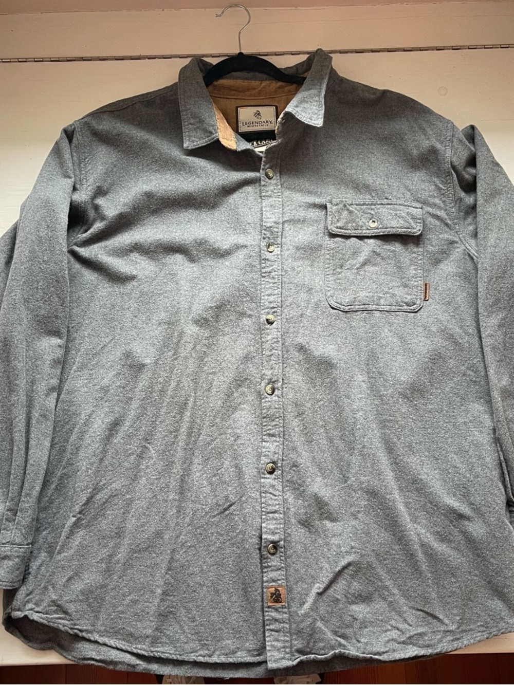 3XL Legendary Whitetails Gray Fleece Button-Up Shirt Jacket with Corduroy Detail